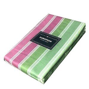 one brand new Tommy Hilfiger Stephanie Pink & Green Striped EURO Pillow Sham